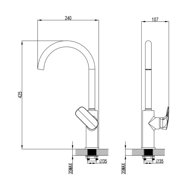 IKON KARA SINK MIXER 425MM CHROME