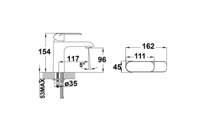 IKON KARA LEAD FREE BASIN MIXER 154MM BRUSHED NICKEL