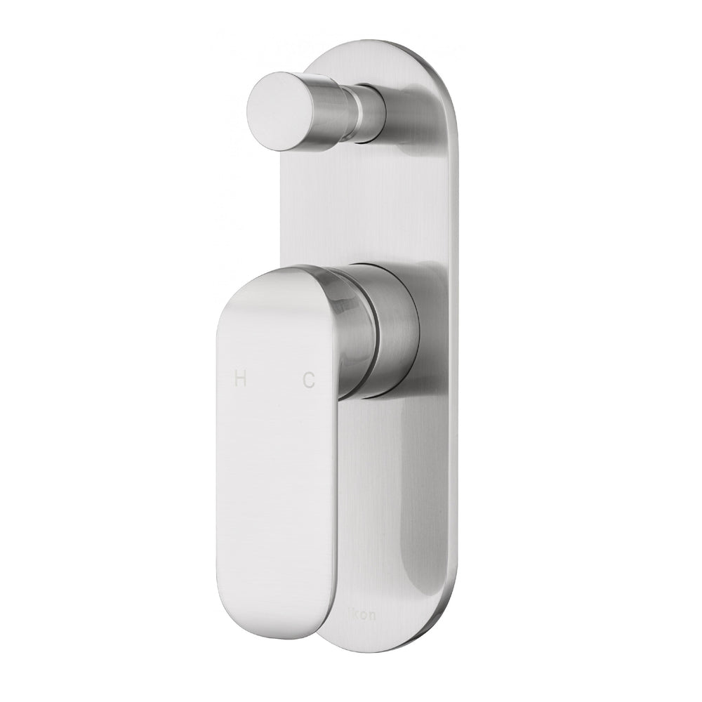 IKON KARA WALL MIXER WITH DIVERTER 194MM BRUSHED NICKEL