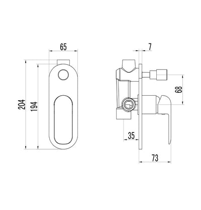IKON KARA WALL MIXER WITH DIVERTER 194MM BRUSHED NICKEL