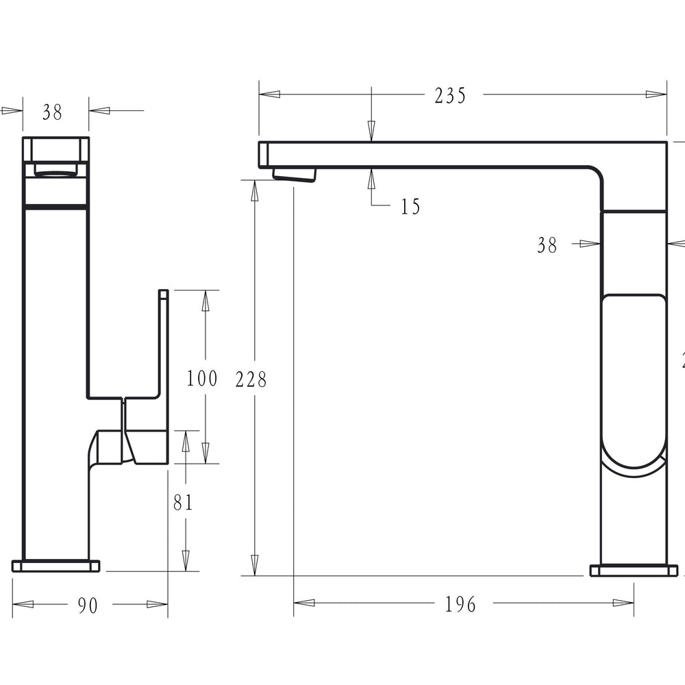 IKON CERAM SINK MIXER 250MM MATTE BLACK
