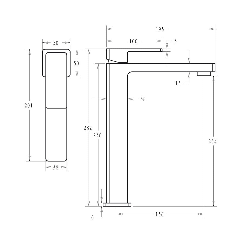 IKON CERAM HIGH RISE BASIN MIXER 282MM MATTE BLACK