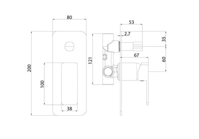 IKON CERAM WALL MIXER WITH DIVERTER 200MM MATTE BLACK