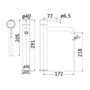 IKON HALI HIGH RISE BASIN MIXER 291MM BRUSHED NICKEL