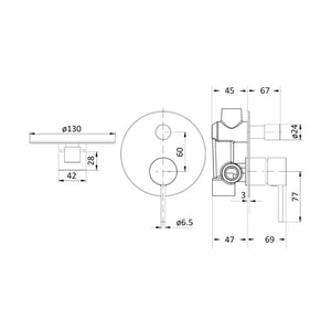 IKON HALI WALL MIXER WITH DIVERTER 130MM MATTE BLACK