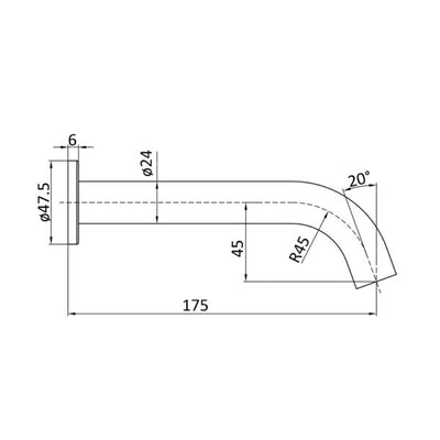 IKON HALI LEAD FREE BATH SPOUT 175MM GUN METAL