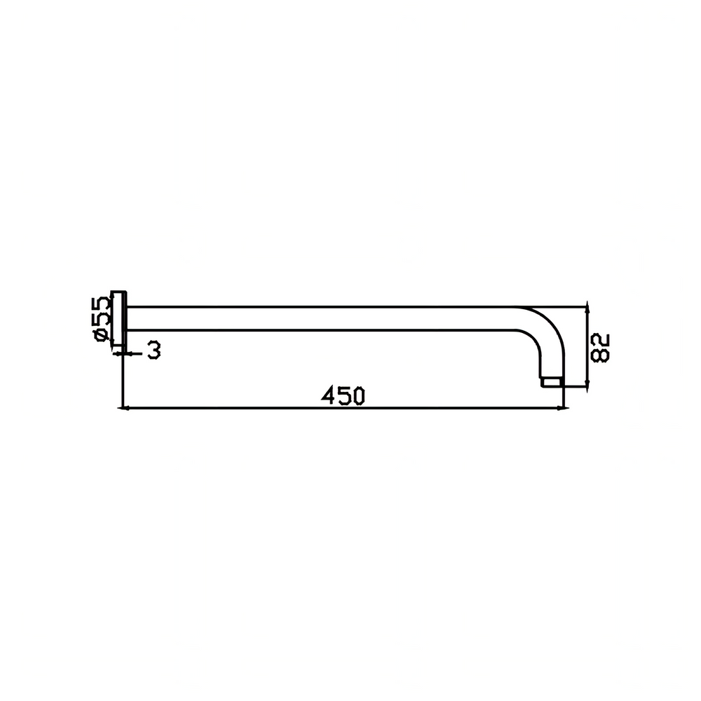 HELLYCAR CHRIS WALL SHOWER ARM AND SHOWER HEAD 200MM BLACK