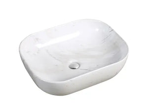 INFINITY ART BASIN CERAMIC MARBLE RECTANGULAR GLOSS CARRARA 505MM