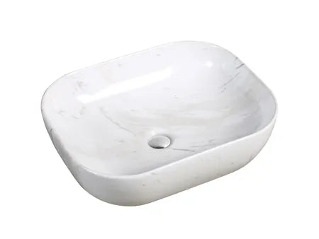 INFINITY ART BASIN CERAMIC MARBLE RECTANGULAR GLOSS CARRARA 505MM