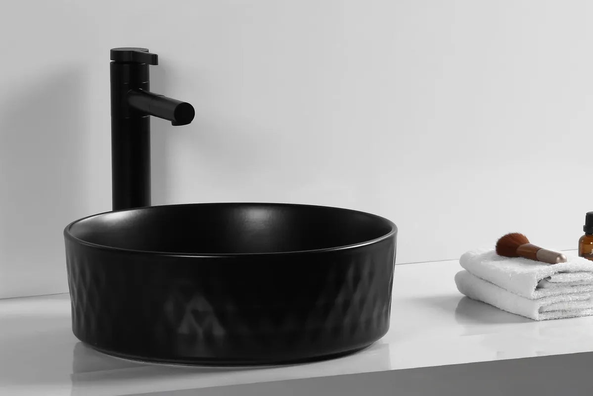 INFINITY CERAMIC BASIN ABOVE COUNTER ROUND MATTE BLACK 360MM
