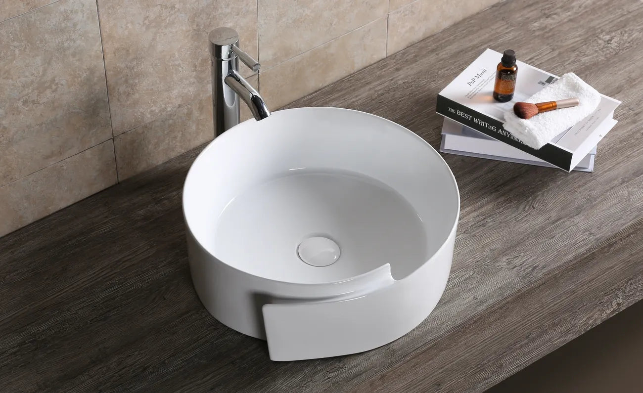 INFINITY ABOVE COUNTER BASIN ROUND GLOSS WHITE 370MM