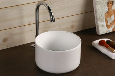 INFINITY CERAMIC BASIN ABOVE COUNTER ROUND GLOSS WHITE 220MM