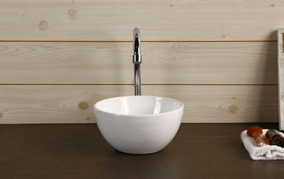 INFINITY CERAMIC BASIN ABOVE COUNTER ROUND GLOSS WHITE 215MM