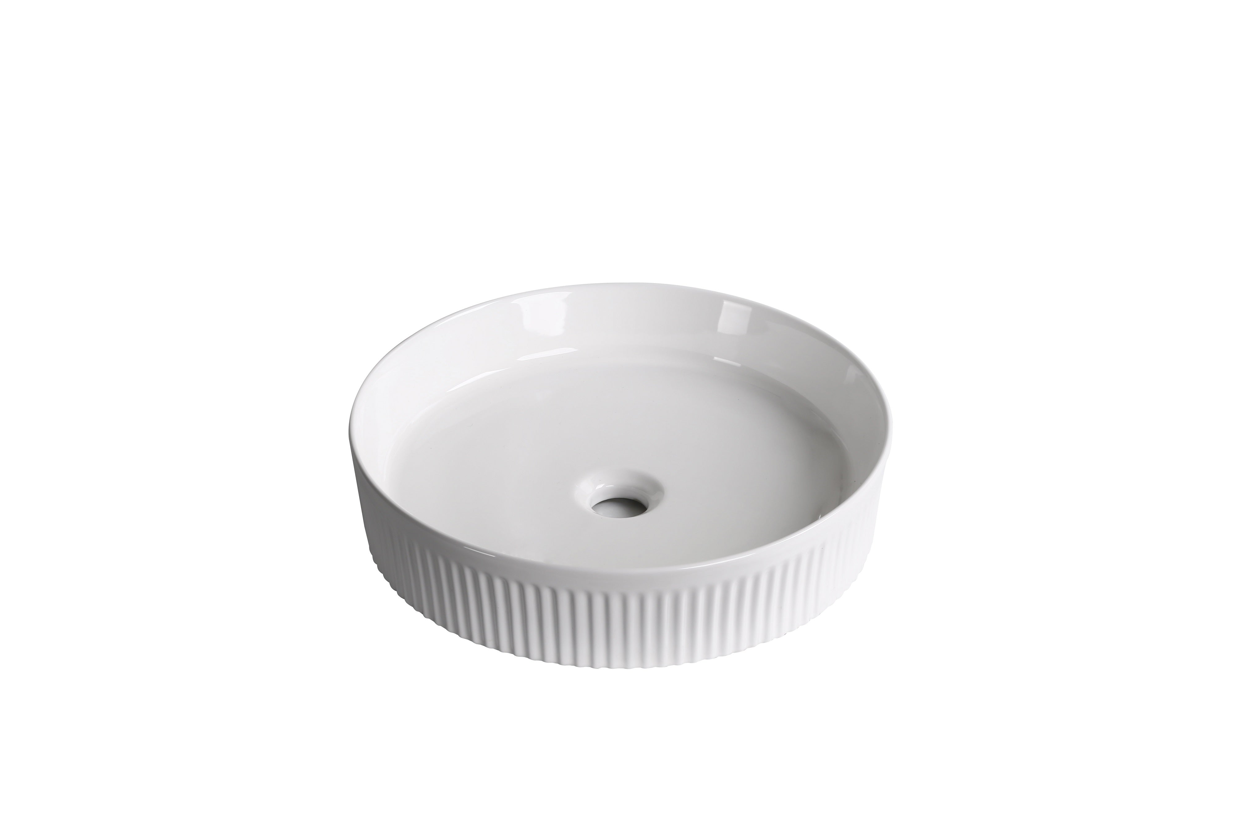 INFINITY ABOVE COUNTER ROUND GLOSS WHITE CERAMIC BASIN 405MM