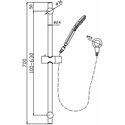 HELLYCAR IDEAL HAND SHOWER ON RAIL BRUSHED GOLD
