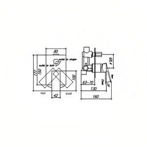 HELLYCAR IDEAL WALL MIXER WITH DIVERTER 150MM BLACK