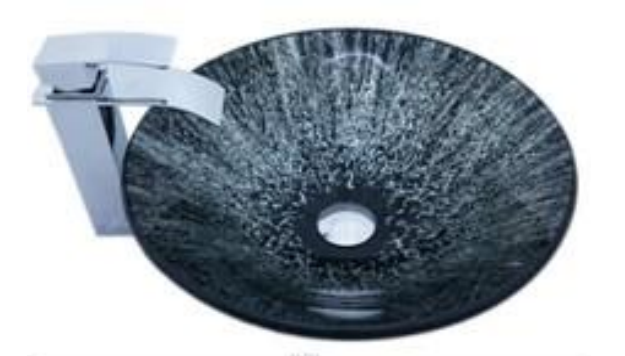 INFINITY ART BASIN TEMPERED GLASS ROUND BLACK 450MM