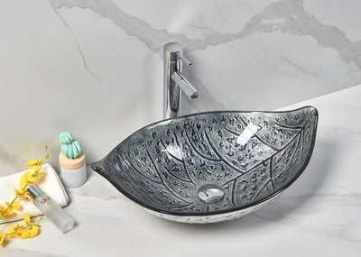 INFINITY ART BASIN TEMPERED GLASS LEAF SHAPE 590MM