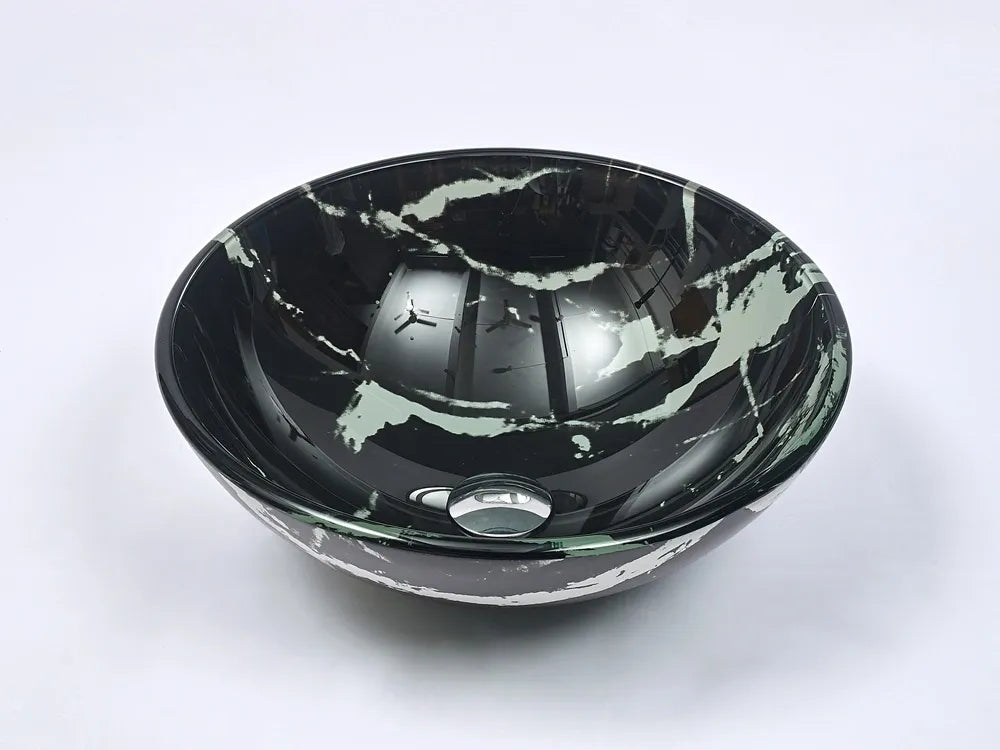 INFINITY ART BASIN TEMPERED GLASS ROUND BLACK 420MM