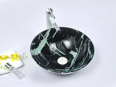 INFINITY ART BASIN TEMPERED GLASS ROUND BLACK 420MM