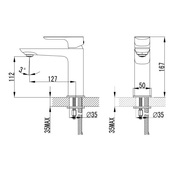 IKON BANDA BASIN MIXER 167MM CHROME