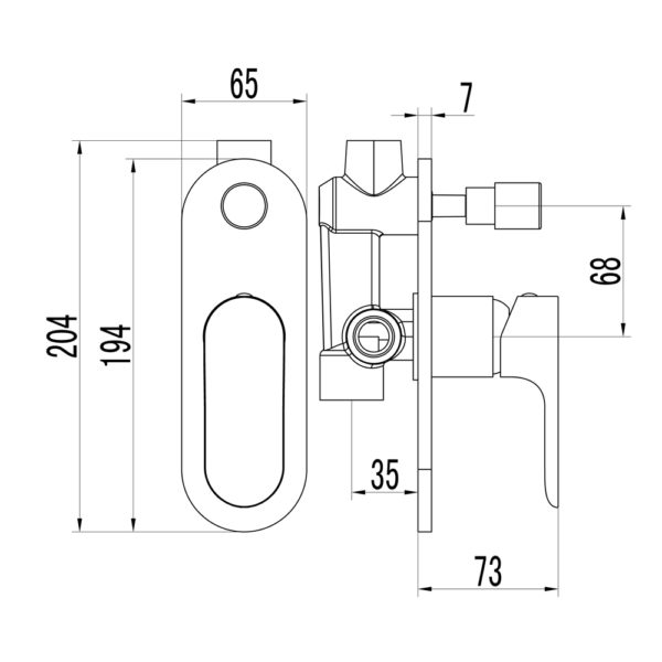 IKON BANDA WALL MIXER WITH DIVERTER 204MM CHROME