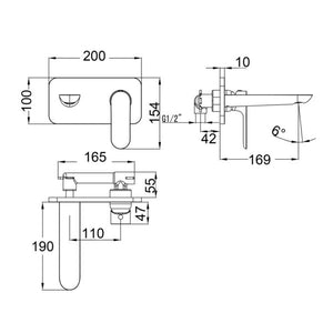 IKON BANDA WALL BASIN MIXER 200MM CHROME