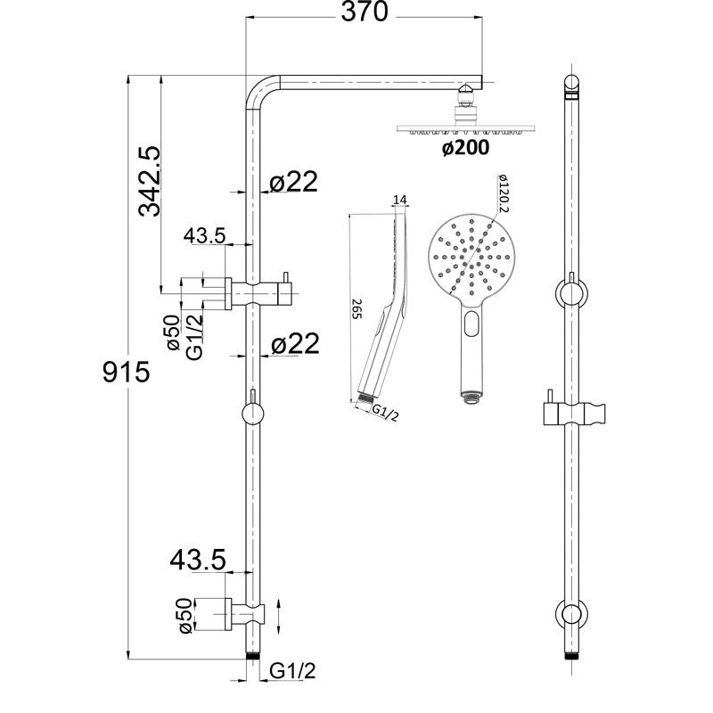 IKON CORA ROUND MULTI FUNCTION SHOWER SET BRUSHED NICKEL