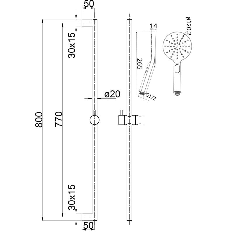 IKON CORA ROUND SLIDING SHOWER SET CHROME