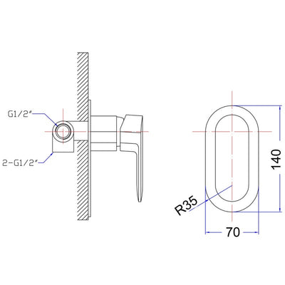 IKON CORA WALL MIXER 140MM BLACK