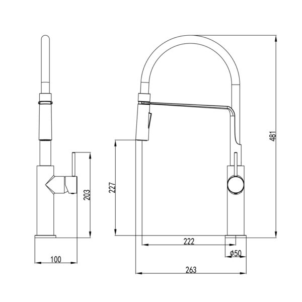 IKON HALI LEAD FREE MULTI-FUNCTION SINK MIXER 481MM MATTE BLACK
