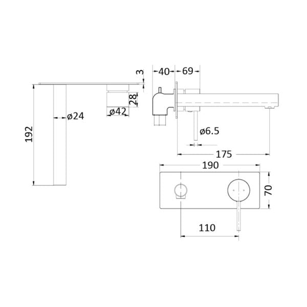 IKON HALI WALL BASIN MIXER BRUSHED NICKEL