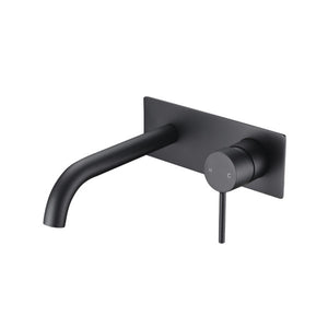 IKON HALI WALL BASIN MIXER WITH CURVE SPOUT 190MM MATTE BLACK