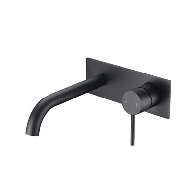 IKON HALI LEAD FREE WALL BASIN MIXER WITH CURVE SPOUT 190MM MATTE BLACK