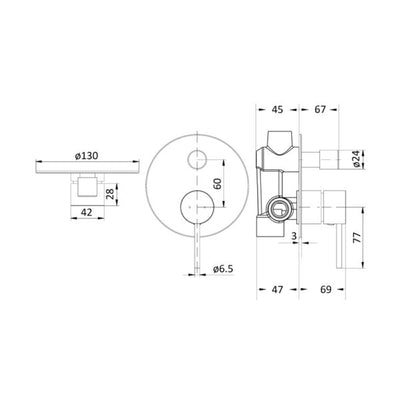IKON HALI WALL MIXER WITH DIVERTER CHROME