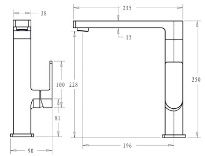 IKON FLORES SINK MIXER 250MM BRUSHED NICKEL