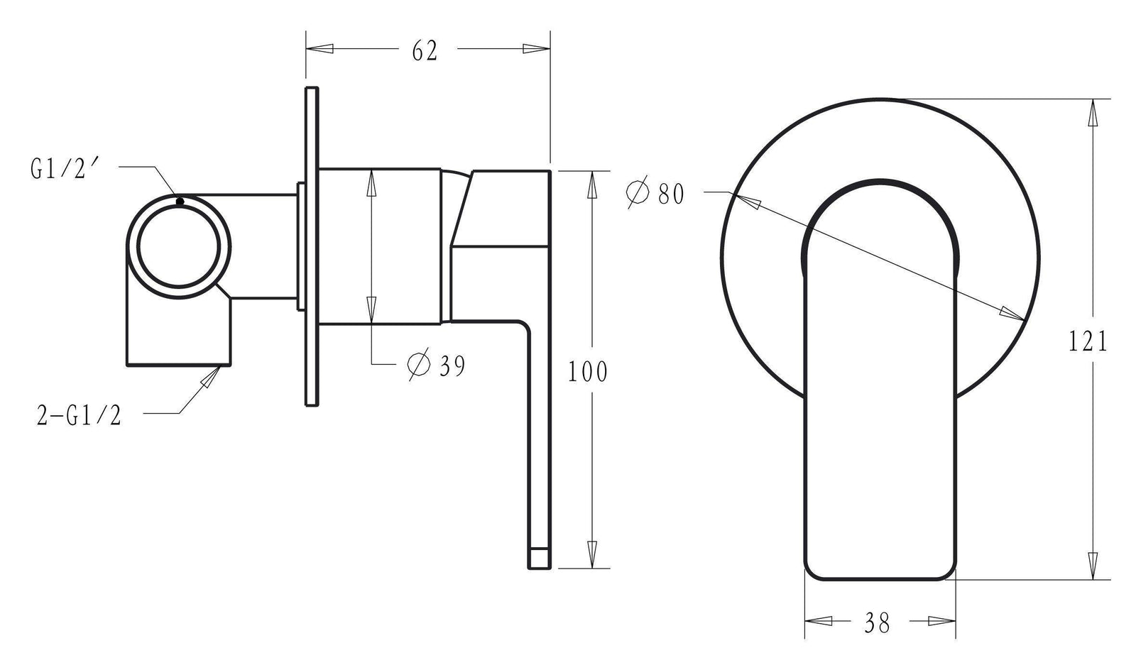 IKON FLORES WALL MIXER 121MM BRUSHED NICKEL
