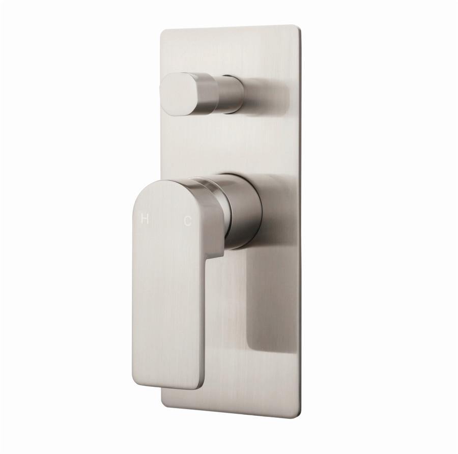 IKON FLORES WALL MIXER WITH DIVERTER 200MM BRUSHED NICKEL