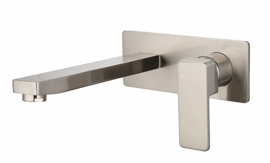IKON CERAM WALL BASIN MIXER SET BRUSHED NICKEL