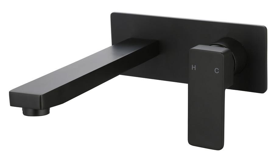 IKON CERAM LEAD FREE WALL BASIN MIXER SET 180MM MATTE BLACK
