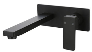 IKON CERAM WALL BASIN MIXER SET 180MM MATTE BLACK