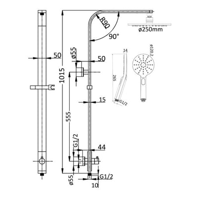 IKON KARA CHROME COMBO SHOWER SET CHROME