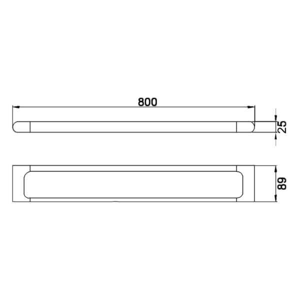 IKON KARA SINGLE NON-HEATED TOWEL RAIL CHROME 600MM AND 800MM