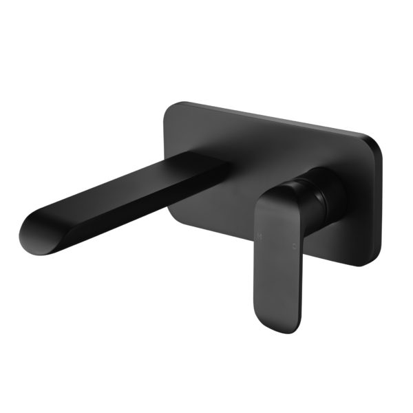 IKON KARA LEAD FREE WALL BASIN MIXER WITH SPOUT MATTE BLACK