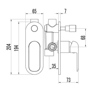 IKON KARA WALL MIXER WITH DIVERTER 194MM CHROME