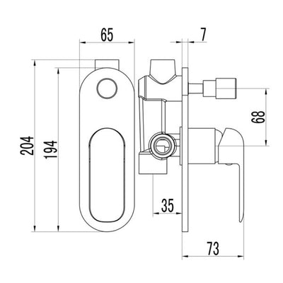 IKON KARA WALL MIXER WITH DIVERTER 194MM CHROME