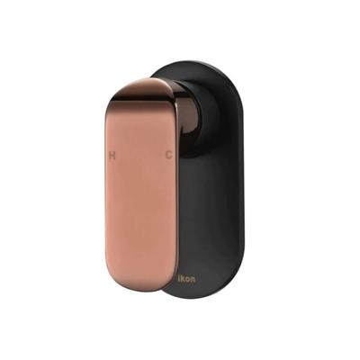 IKON KARA HANDLE WALL MIXER 133MM MATTE BLACK AND ROSE GOLD