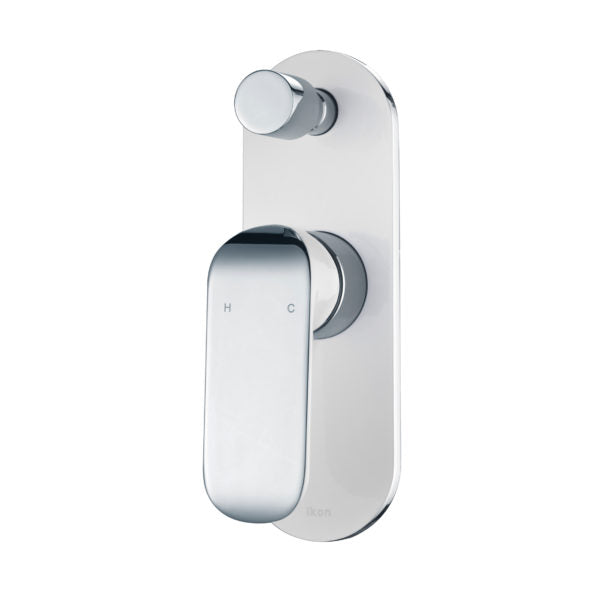 IKON KARA WALL MIXER WITH DIVERTER 194MM WHITE AND CHROME