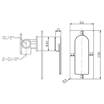 IKON RUKI WALL MIXER 136MM GUN METAL
