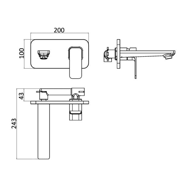 IKON SETO WALL BASIN MIXER MATTE BLACK